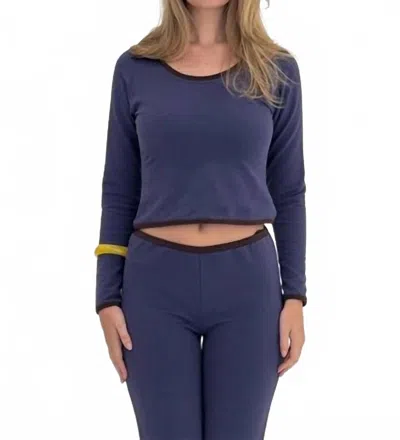 Find Me Now Binded French Terry Polo Shirt In Blue Navy Chocolate