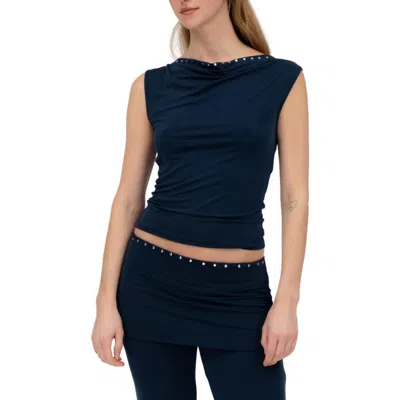 Find Me Now Brisa Studded Cowl Neck Top In Black