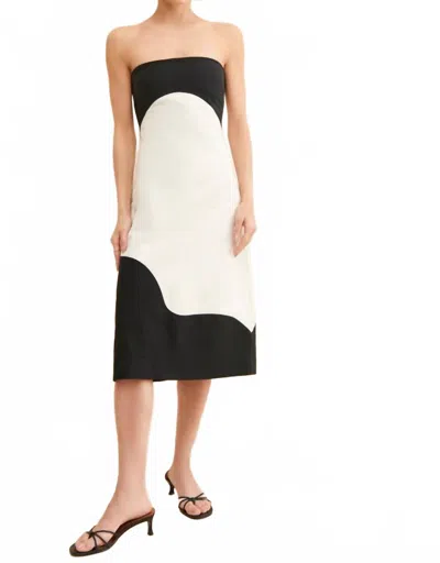 Find Me Now Carter Strapless Midi Dress In Yin And Yang In Black
