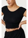 Find Me Now Crepe Mesh Backless Tee Top In Black In Black