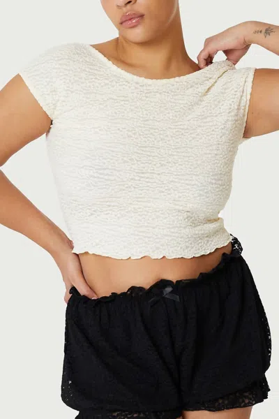 Find Me Now Crepe Mesh Backless Tee Top In Cloud In Multi