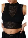 Find Me Now Crepe Mesh Tank Top In Black In Black