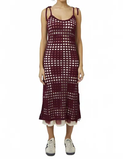 Find Me Now Cuore Crochet Midi Dress In Merlot In Brown
