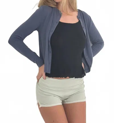 Find Me Now Cupro Lounge Cardigan In Foggy Navy In Blue