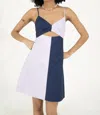 FIND ME NOW FIFE DRESS IN LILAC/NAVY BLUE