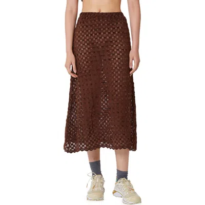 Find Me Now Harmony Check Stretch Skirt In Chocolate Lab