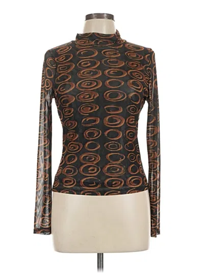 Pre-owned Find Me Now Long Sleeve Top Brown Turtleneck Tops