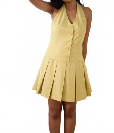 Find Me Now Mae Mini Halter Dress In Light Chartreuse In Yellow