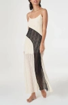 Find Me Now Mariposa Colorblock Texture Maxi Slipdress In White