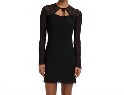 Find Me Now Mariposa Long Sleeve Bow Mini Dress In Night In Black