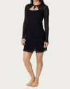 Find Me Now Mariposa Long Sleeve Bow Mini Dress In Night In Black