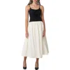 Find Me Now Meadow Rosette Mixed Media Midi Dress In Black