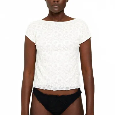 Find Me Now Moonlight Mesh Backless Tee In Off White