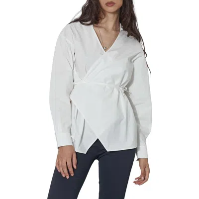 Find Me Now Mukkda Cotton Wrap Top In White