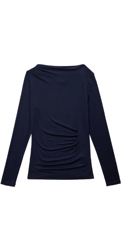 Find Me Now Narae Long Sleeve Top Navy In Blue
