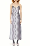 Find Me Now Neopolitan Abstract Print Mesh Dress In Silver Linings