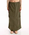 Find Me Now Orion Cargo Midi Skirt In Olive In Green