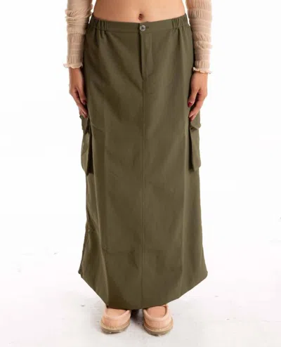 Find Me Now Orion Cargo Midi Skirt In Olive In Green