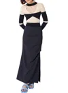 Find Me Now Orion Ruched Midi Skirt In Night In Black