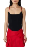 Find Me Now Persephone Corset Knit Tank Top In Black In Black