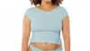 Find Me Now Plush Backless Tee Top In Powder Blue In Multi