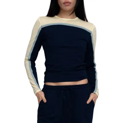 Find Me Now Raon Contrast Stripe Knit Top In Blue