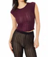 Find Me Now Ribbed Mesh Tee In Wine In Purple