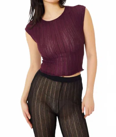 Find Me Now Ribbed Mesh Tee In Wine In Purple