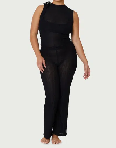 Find Me Now Ribbed Mesh Tie Tank Top In Black