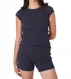 Find Me Now Ribbed Short Sleeve Tee In Navy In Blue