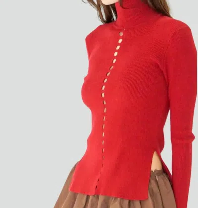 Find Me Now River Knit Long Sleeve Top In Sangria In Red