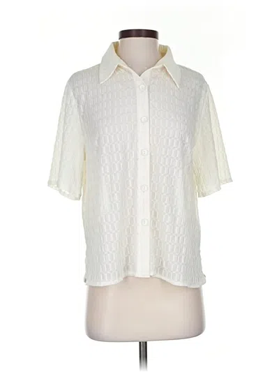 Pre-owned Find Me Now Short Sleeve Blouse In Ivory
