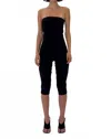 Find Me Now Strapless Capri Jumpsuit In Black In Black