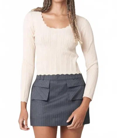 Find Me Now Tati Scalloped Sweater In Antique White