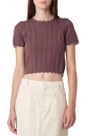 Find Me Now Toddy Mixed Stitch Crop Sweater In Aubergine