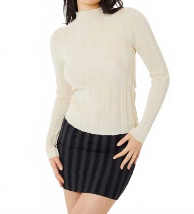 Find Me Now Wide Ribbed Knit Mock Neck Sweater In Ecru In White