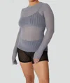 Find Me Now Addison Mesh Long Sleeve Top In Slate Grey In Gray