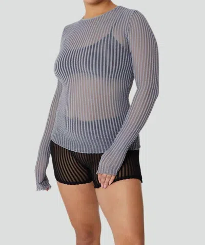 FIND ME NOW WOMEN'S ADDISON MESH LONG SLEEVE TOP IN SLATE GREY