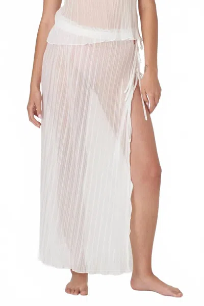 Find Me Now Women's Pleated Light Lurex Rouched Midi Skirt In White