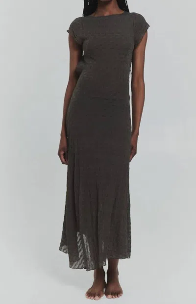 Find Me Now Women's Second Skin Asymmetrical Leafy Dress In Olive Green In Gray