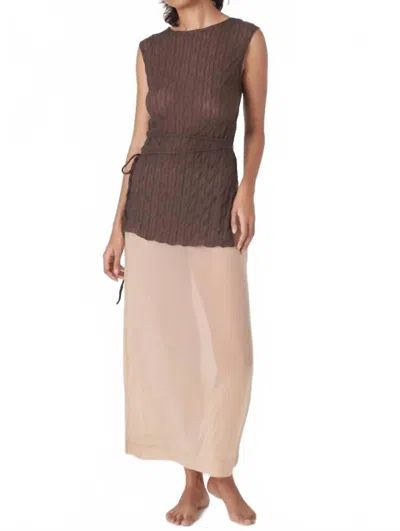 Find Me Now Women's Second Skin Ruched Ross Tunic Top In Brown