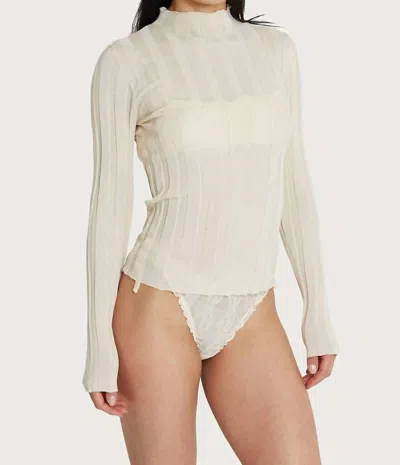 Find Me Now Women's Wide Ribbed Knit Top In Ecru In Neutral
