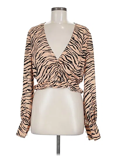Pre-owned Finders Keepers Long Sleeve Blouse In Tan