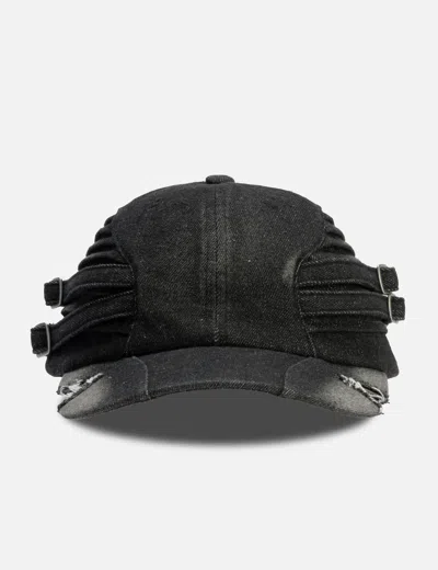 Fine Chaos Quilted Denim Cut Cap In Black