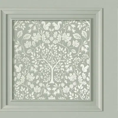 Fine Decor Edwina Sage Woodland Panel Wallpaper In Green