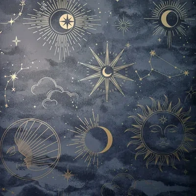 Fine Decor Kalel Navy Celestial Wallpaper In Blue