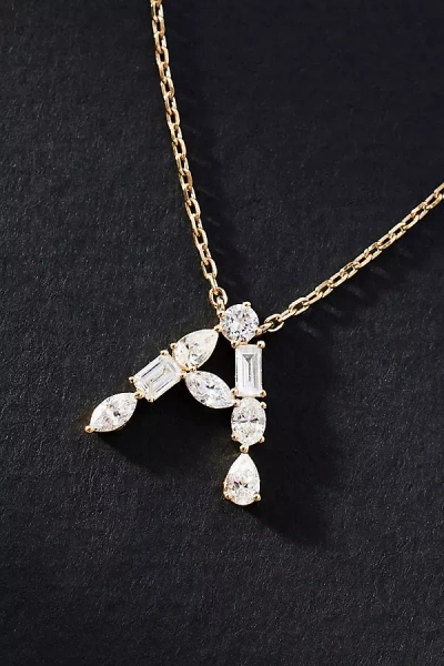 Fine Diamonds By Anthropologie Yellow Gold Diamond Monogram Necklace