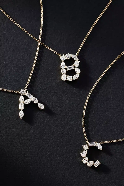 Fine Diamonds By Anthropologie Yellow Gold Diamond Monogram Necklace In Multicolor