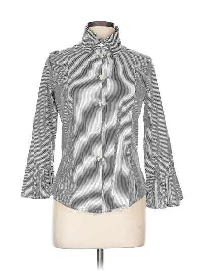 Pre-owned Fine Garments Carefully Selected By Bell 3/4 Sleeve Button Down Shirt In Gray