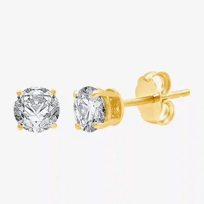 Fine Jewelry 1 1/4 Ct. T.w. Natural White Diamond 14k Gold 5.4mm Stud Earrings In Yellow